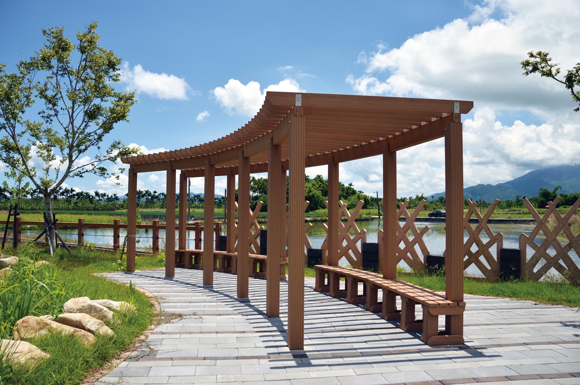 花架-Flower Trellis-涼亭-Pavilion-Pergola-木作椅-Bench-Seat│氶鋒建材│Doozer Wood│WPC│優美木│塑膠木│環塑木│環保木│合成木│環保塑木│塑膠仿木│環保塑合木│木塑複合材料│綠建材