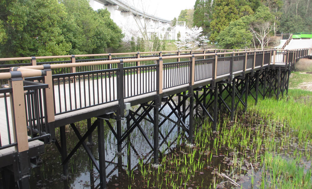 親水平台-Swimming Pool Decking-日本(愛知県)-愛・地球博記念公園-愛知万博菖蒲池│氶鋒建材│Doozer Wood│WPC│優美木│塑膠木│環塑木│環保木│合成木│環保塑木│塑膠仿木│環保塑合木│木塑複合材料│綠建材